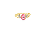 Yellow Gold Multistone Ring with Pink Pear Topaz