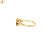 Yellow Gold Multi Stone Ring with Red Rubies