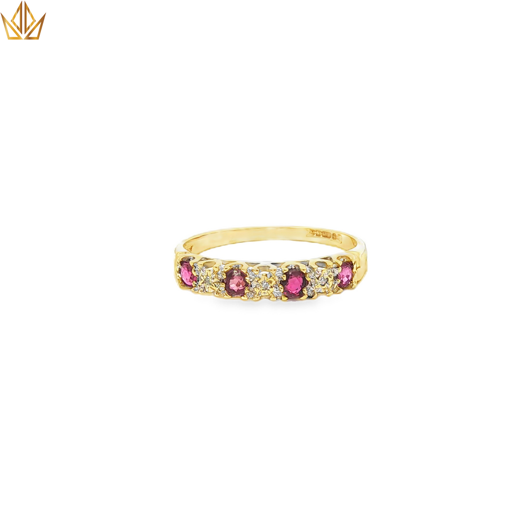 9ct Gold Ring with Ruby & Diamonds