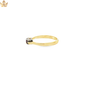 9ct Gold Ring with Round Ruby Cabochon & Diamonds