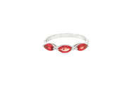 9ct White Gold Ring with Three Brilliant-Cut Red Spinel Marquise Gemstones