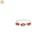 Load image into Gallery viewer, 9ct White Gold Ring with Three Brilliant-Cut Red Spinel Marquise Gemstones