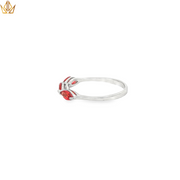 9ct White Gold Ring with Three Brilliant-Cut Red Spinel Marquise Gemstones