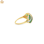 Load image into Gallery viewer, 9ct Gold Ring Adorned With Emeralds &amp; Diamonds