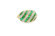 9ct Gold Ring Adorned With Emeralds & Diamonds