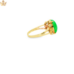 Load image into Gallery viewer, 18ct Gold Ring with Green Jade Cabochon &amp; Diamonds
