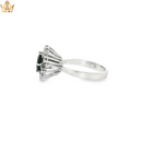 Load image into Gallery viewer, 18ct White Gold Ring With Deep Blue Oval Sapphire &amp; Diamonds