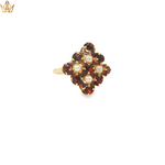 Load image into Gallery viewer, 9ct Gold Ring with Round Garnets &amp; Pearls