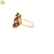 9ct Gold Ring with Round Garnets & Pearls