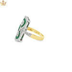 Load image into Gallery viewer, 18ct Two-Tone Gold Ring with Emeralds &amp; Diamonds