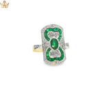 Load image into Gallery viewer, 18ct Two-Tone Gold Ring with Emeralds &amp; Diamonds