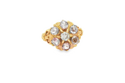 10ct Yellow Gold Multi-Stone Ring with Round Brilliant CZ (Vintage)