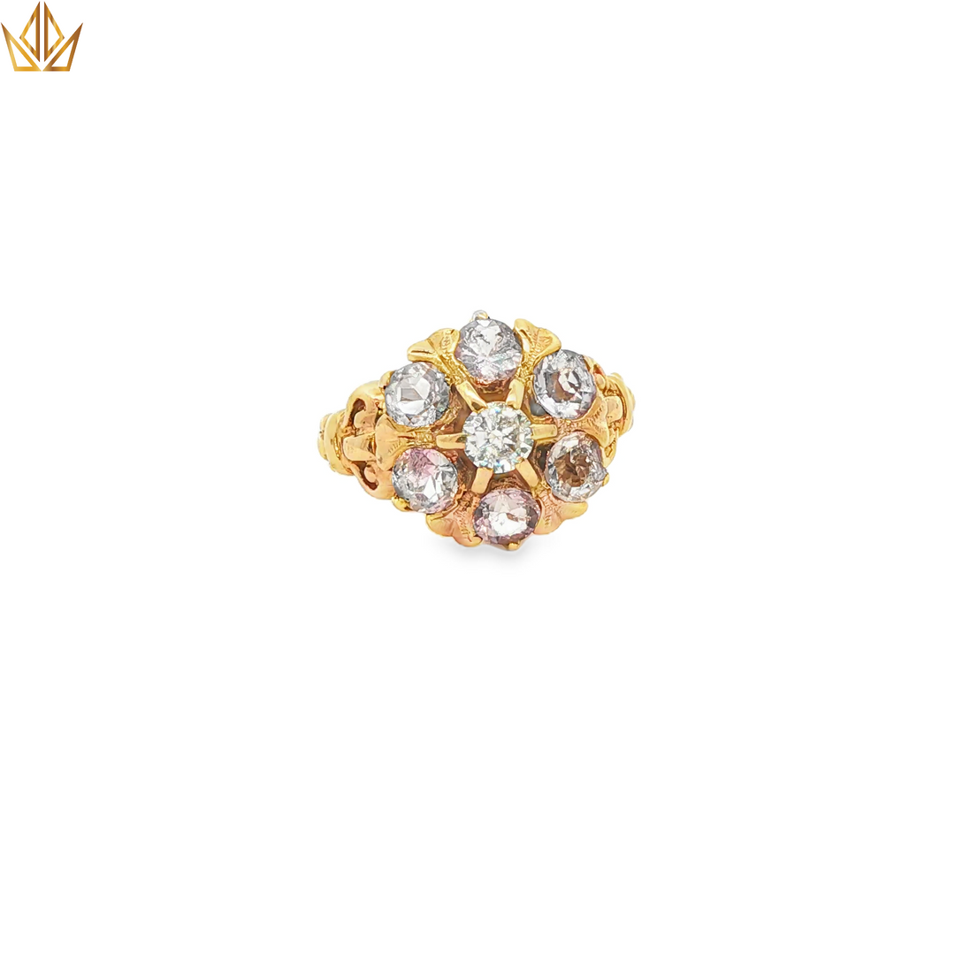 10ct Yellow Gold Multi-Stone Ring with Round Brilliant CZ (Vintage)