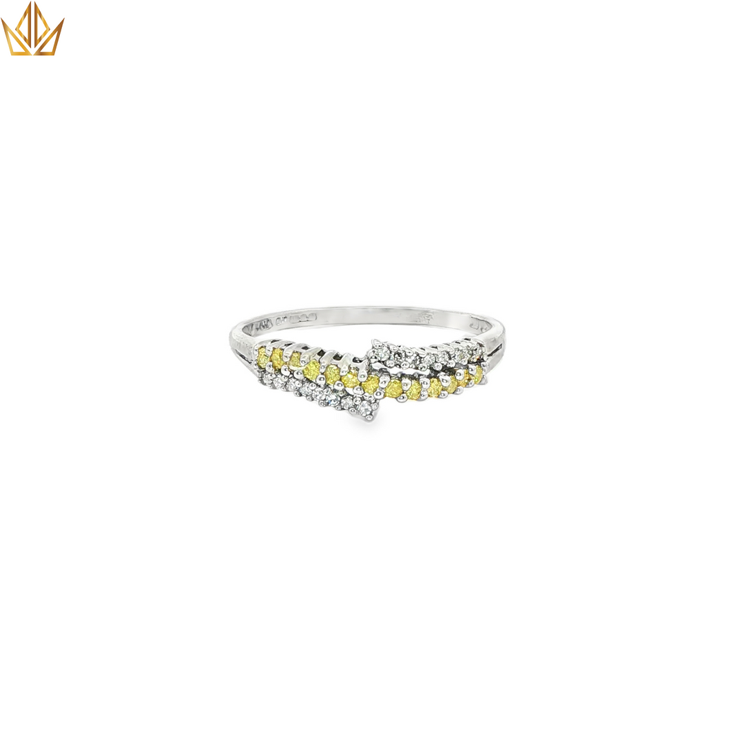 9ct White Gold Ring With Citrine & Diamonds