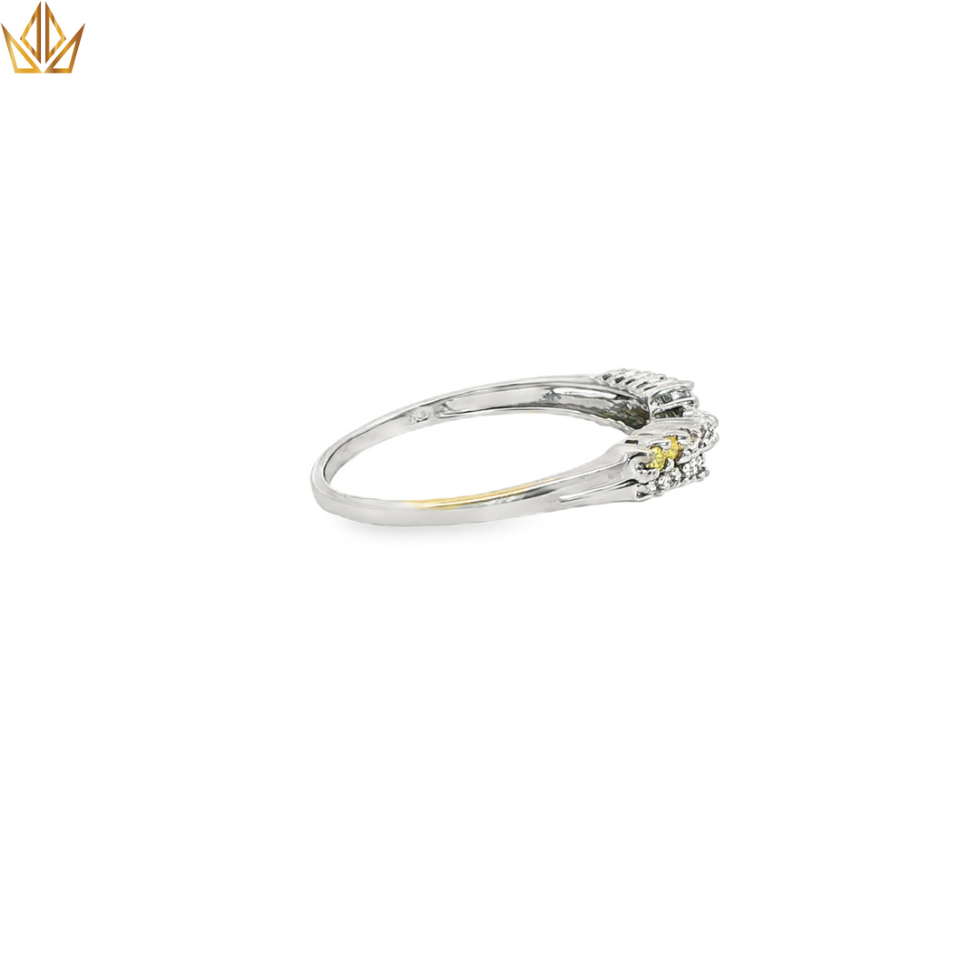 9ct White Gold Ring With Citrine & Diamonds