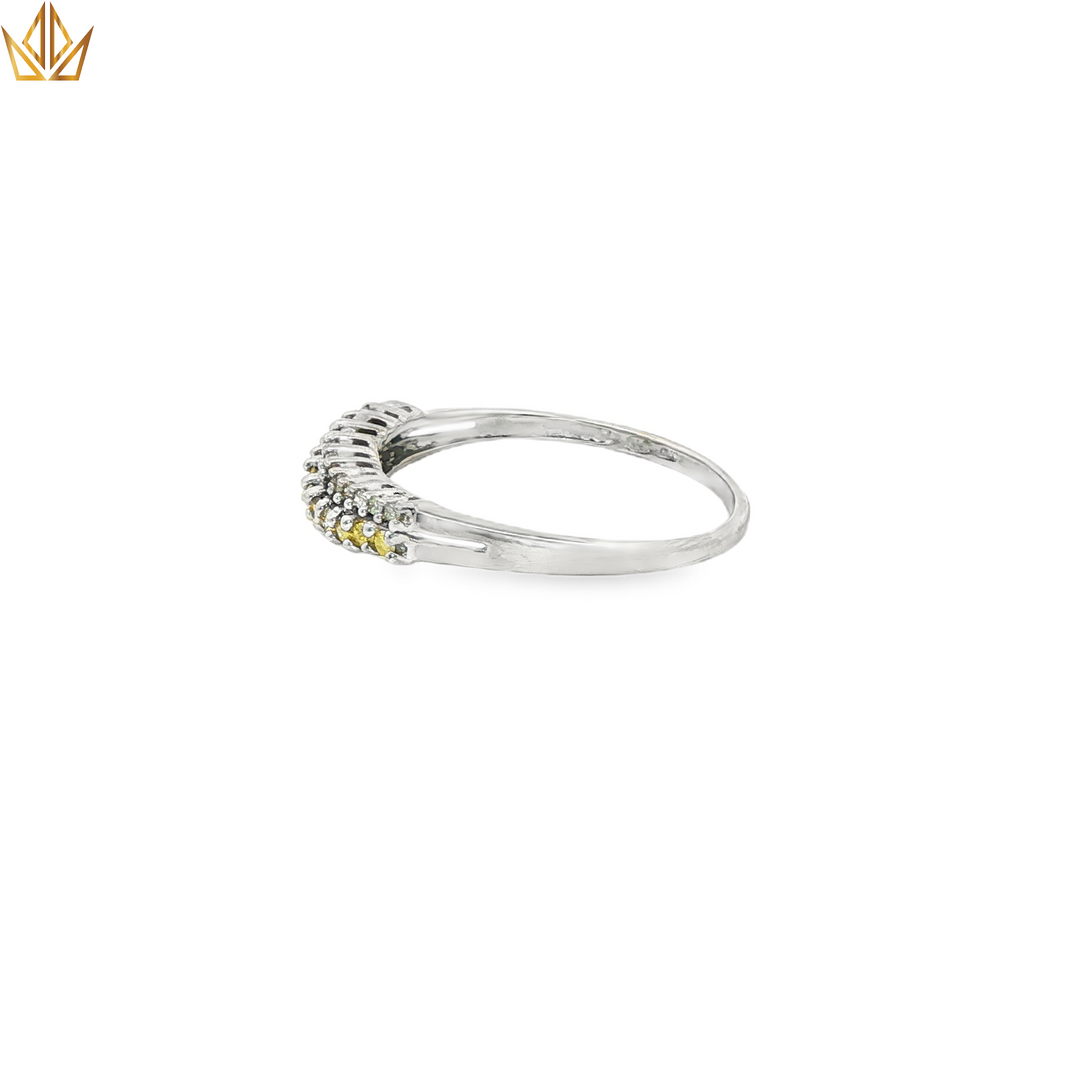 9ct White Gold Ring With Citrine & Diamonds