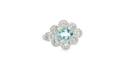 White Gold Cocktail Ring with Bluish-Green Aquamarine