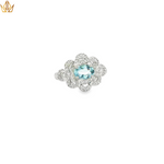 Load image into Gallery viewer, White Gold Cocktail Ring with Bluish-Green Aquamarine