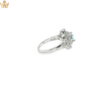 Load image into Gallery viewer, White Gold Cocktail Ring with Bluish-Green Aquamarine