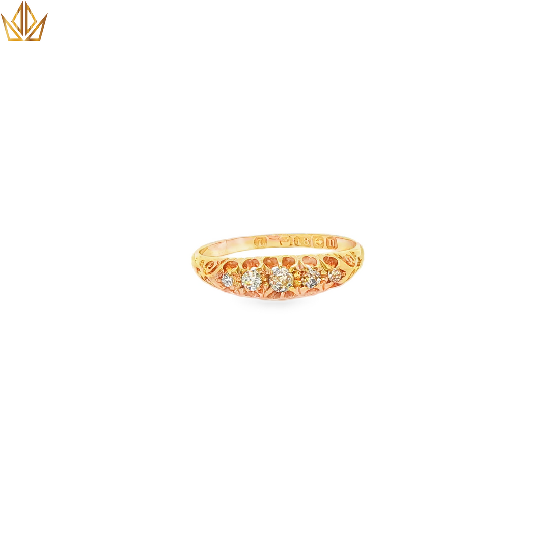 18ct Gold Ring with Round Cut Diamonds (Antique)