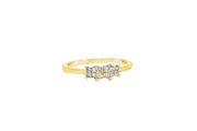 18ct Gold Ring with Three Square Cut Diamond Clusters
