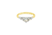 18ct Gold & Platinum Solitaire Ring with Round Cut Diamond