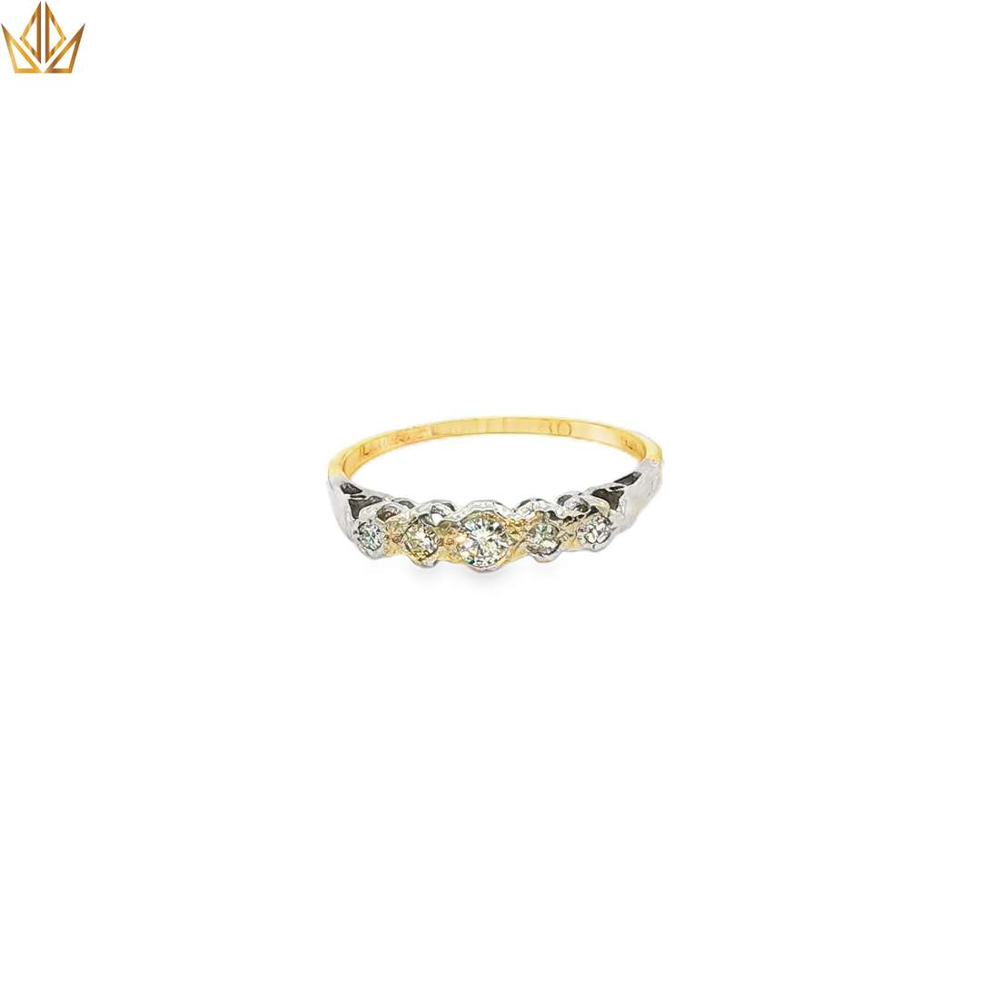 18ct Gold & Platinum Ring with Round Cut Diamonds