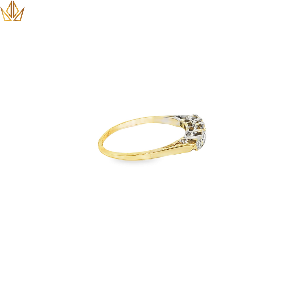 18ct Gold & Platinum Ring with Round Cut Diamonds