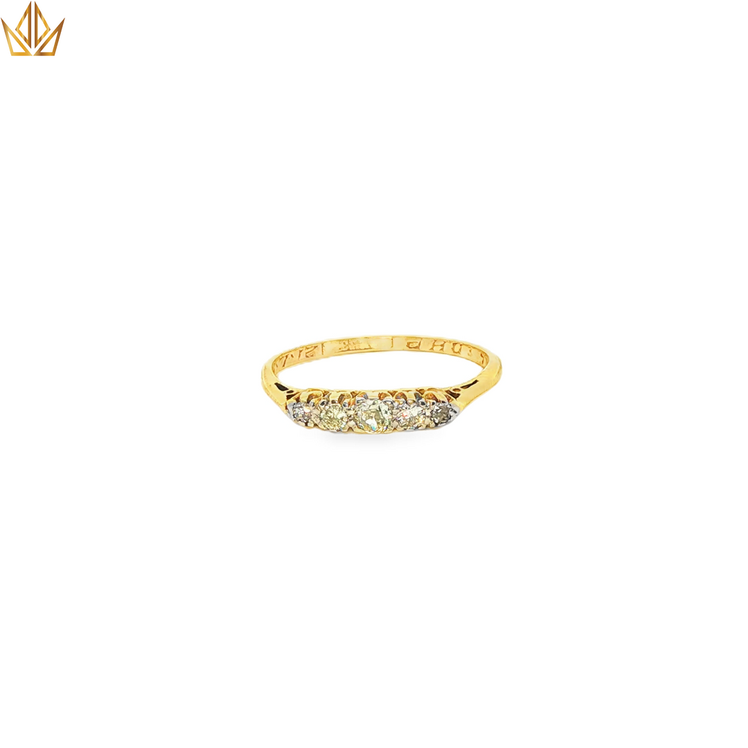 18ct Gold Multistone Ring with Round Cut Diamonds (Antique)
