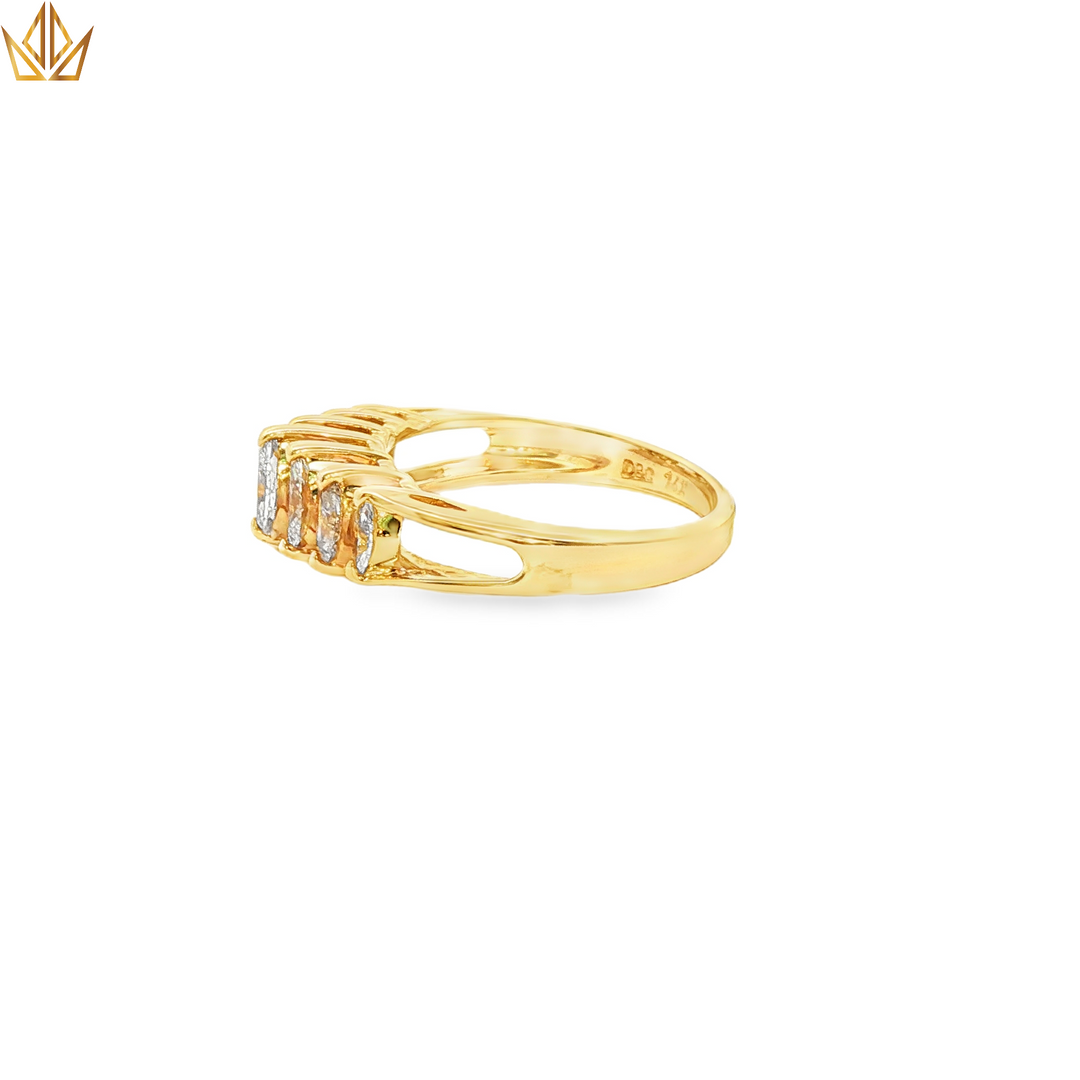 14ct Gold Multi-Diamond Marquise Brilliant Cut Ring