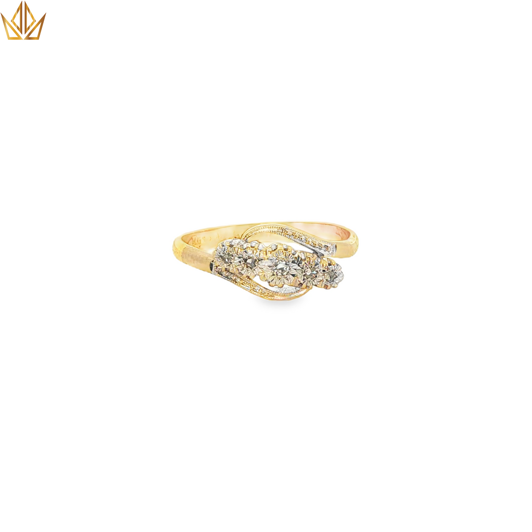18ct Gold Multi-Stone Ring with Round Cut Diamonds (Antique) 1920s