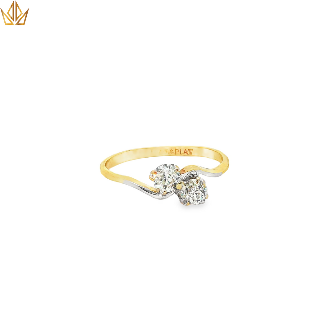 18ct Gold & Platinum Ring with Round Cut Diamonds