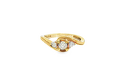 9ct Gold Multistone Ring with Round Cut Diamond