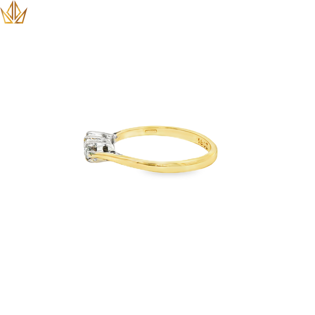 18ct Gold Three Stone Diamond Ring with Round Brilliant Cut Diamonds
