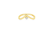 9ct Gold Solitaire Wishbone Ring with Round Brilliant Diamond