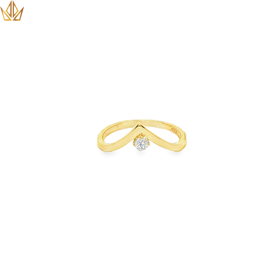 9ct Gold Solitaire Wishbone Ring with Round Brilliant Diamond