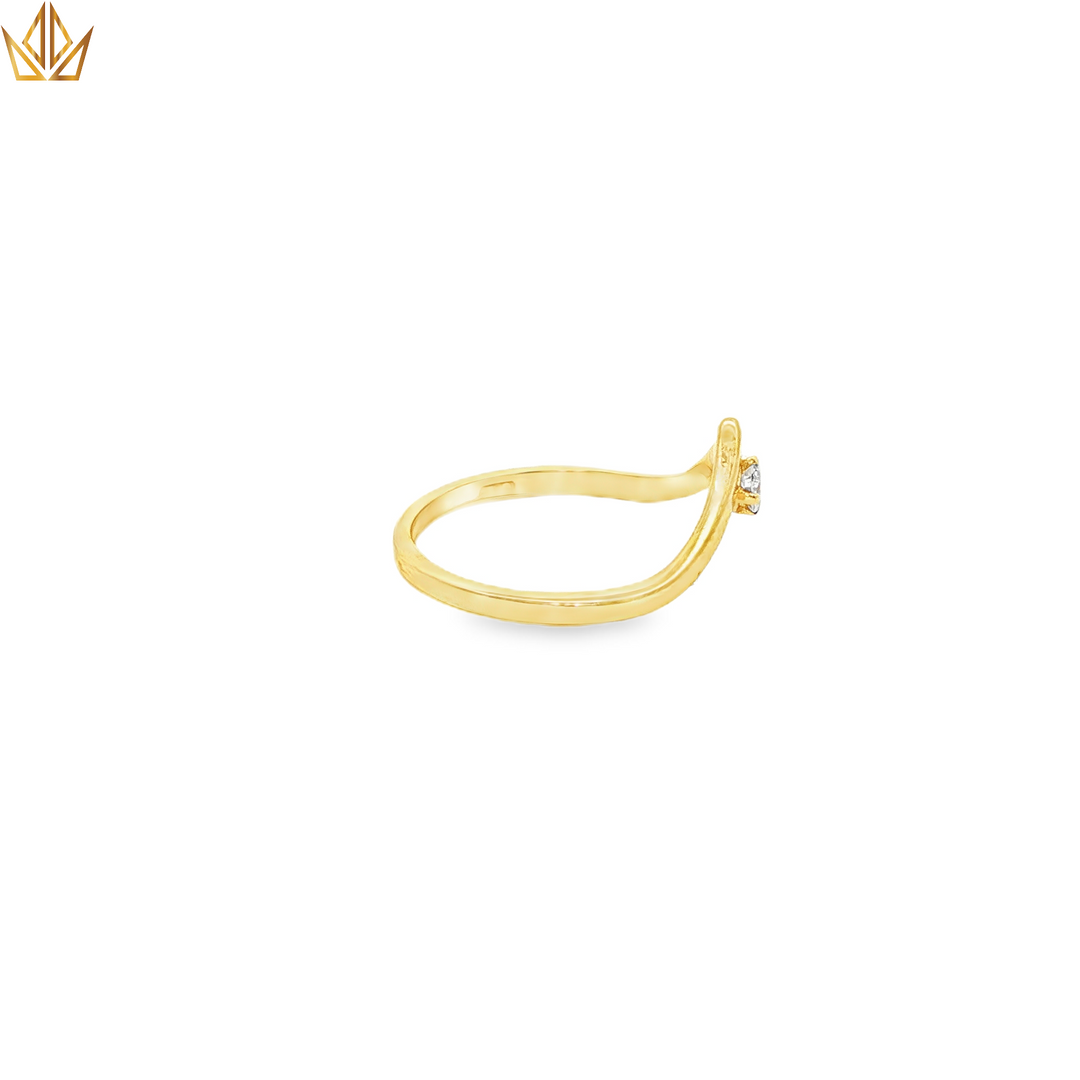 9ct Gold Solitaire Wishbone Ring with Round Brilliant Diamond