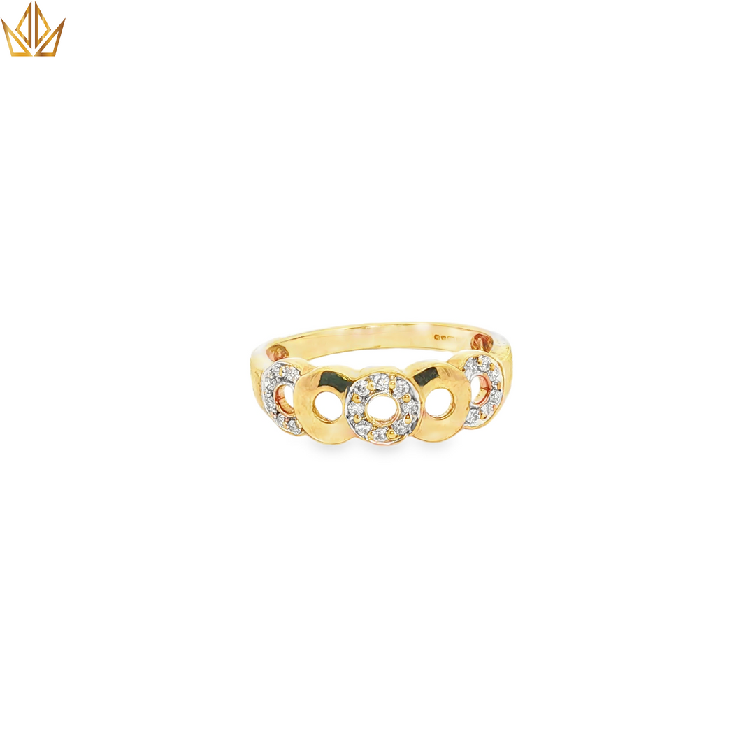 9ct Gold Band Ring with Round Brilliant Cut Diamonds