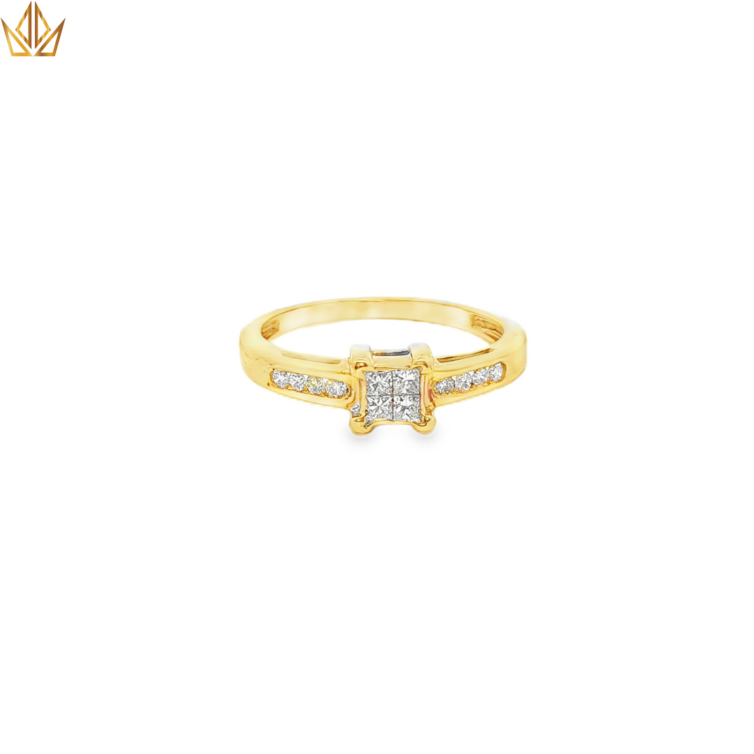 18ct Gold Multistone Ring with Square Cut Diamonds