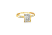 9ct Gold Multistone Ring with Square Cut Diamonds