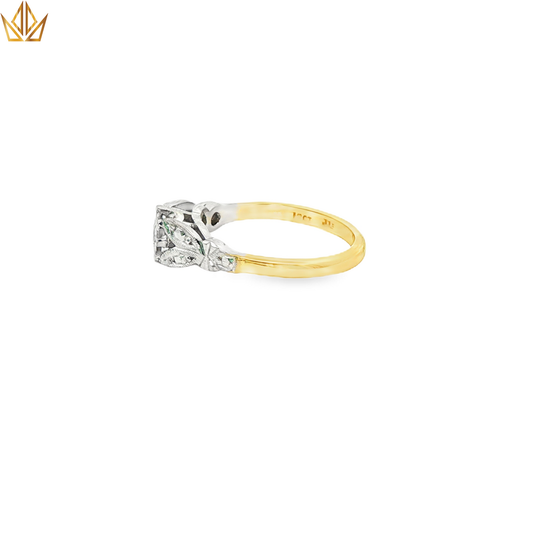 18ct Gold Multistone Ring with Round Cut Diamond