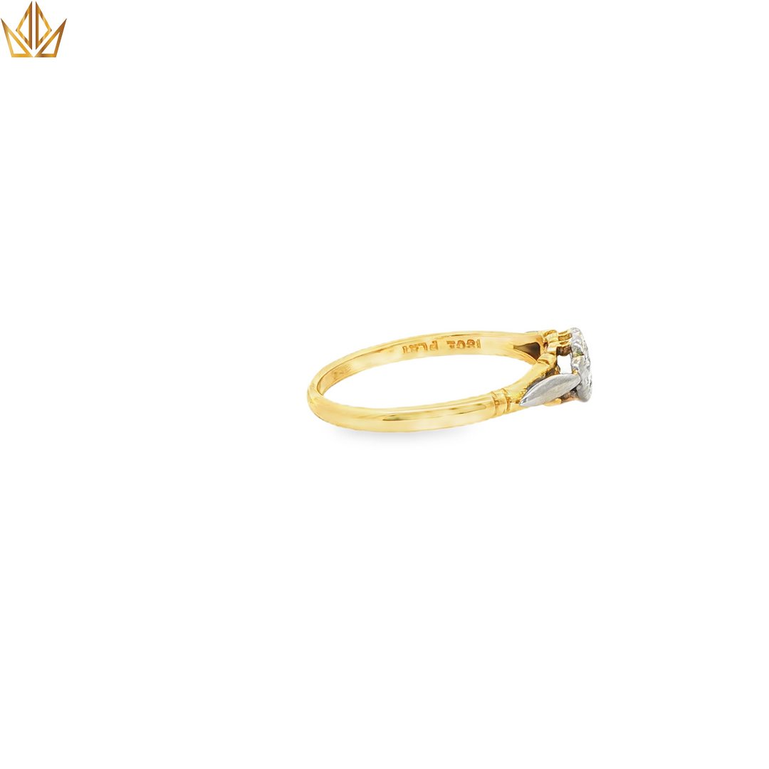 18ct Gold & Platinum Ring with Round Cut Diamonds