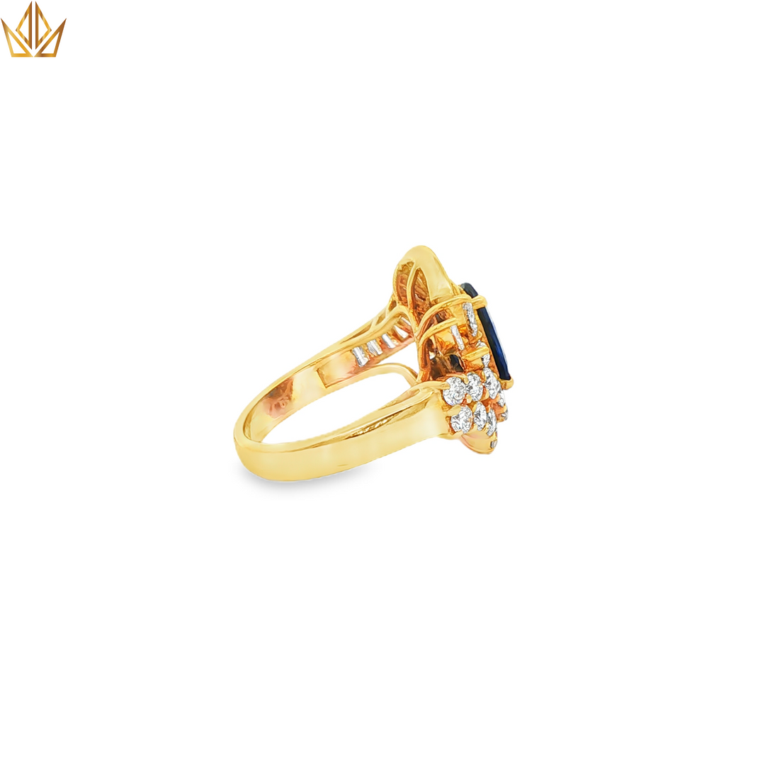 18ct Gold Cocktail Ring with Sapphire & Diamonds