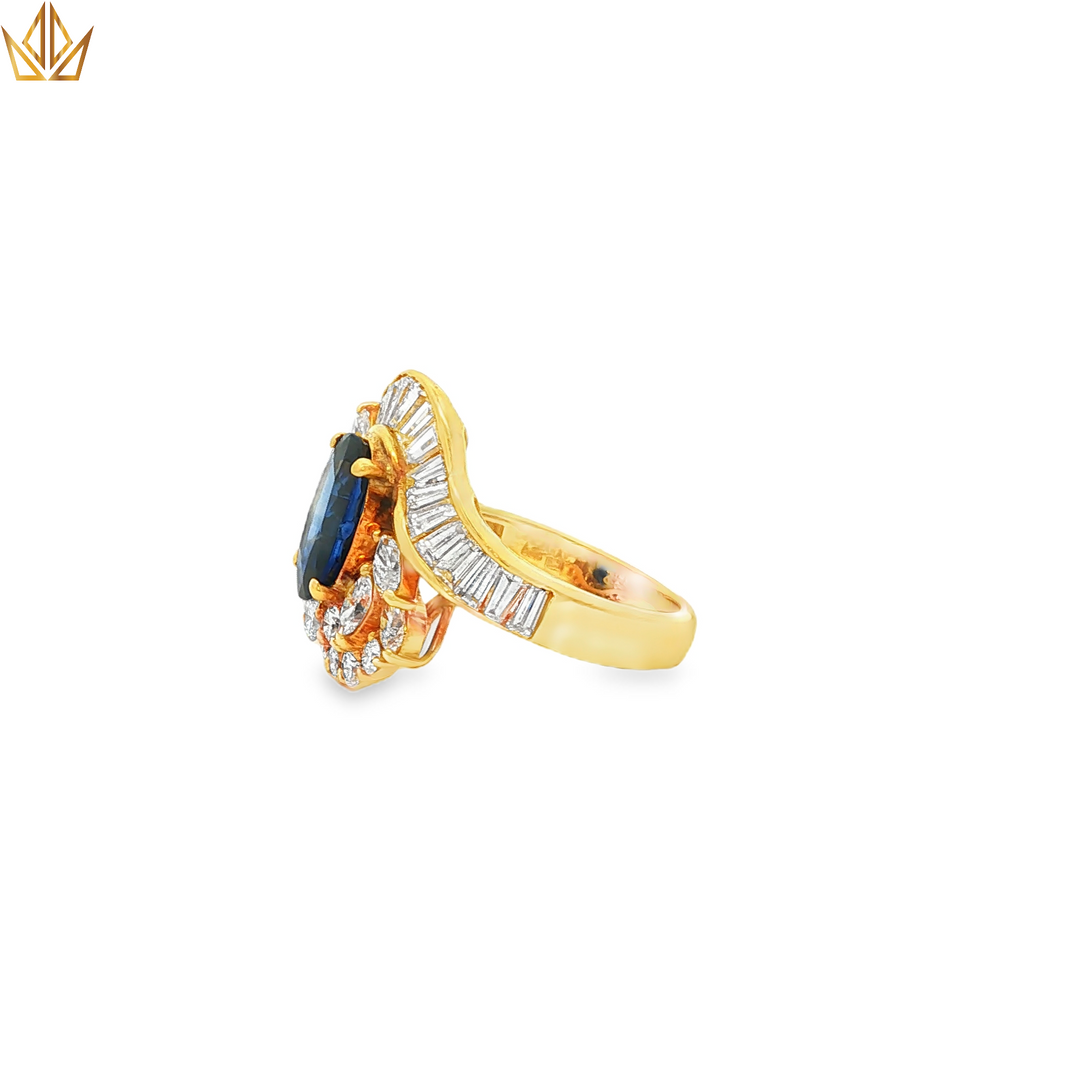 18ct Gold Cocktail Ring with Sapphire & Diamonds