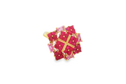 10ct Gold Cocktail Ring with Square-Cut Pink Gemstones