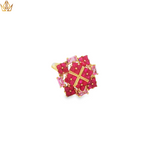 Load image into Gallery viewer, 10ct Gold Cocktail Ring with Square-Cut Pink Gemstones
