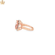 9ct Rose Gold Ring with Cushion Cut Morganite & Diamonds