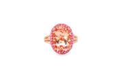 9ct Rose Gold Ring with Morganite & Pink Stones