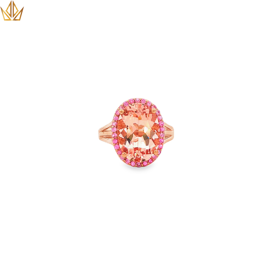 9ct Rose Gold Ring with Morganite & Pink Stones