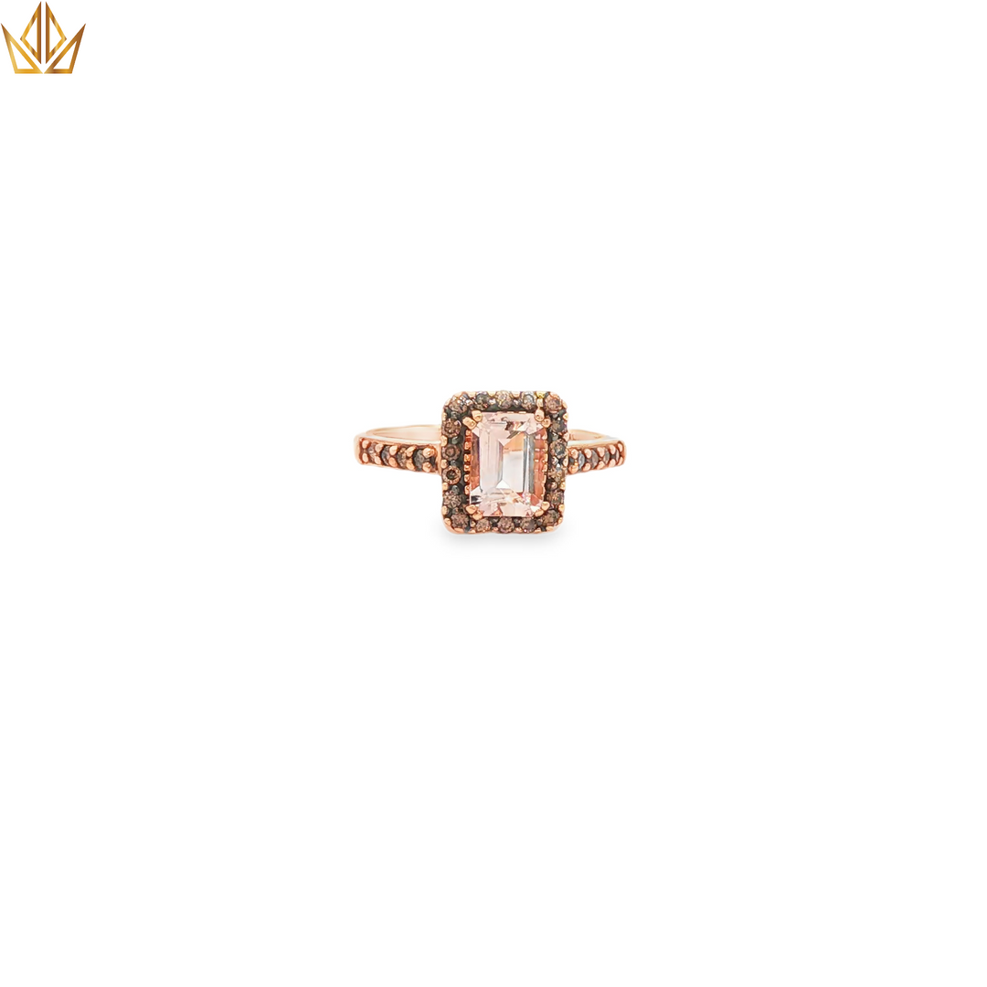 14ct Gold Ring with Emerald-Cut Morganite